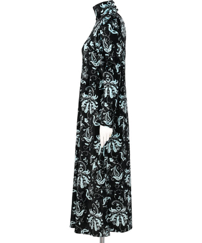 VELOUR JERSEY HIGH NECK DRESS