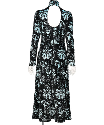 VELOUR JERSEY HIGH NECK DRESS