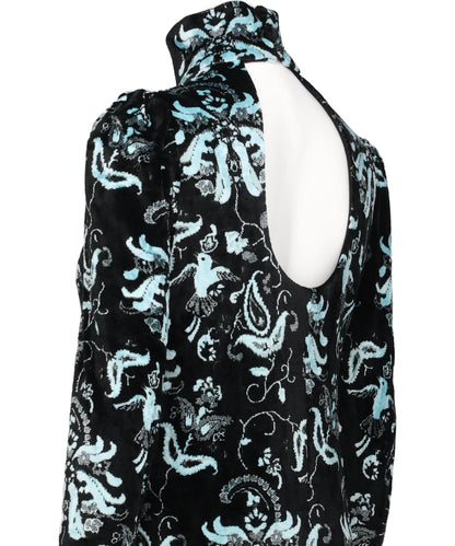 VELOUR JERSEY HIGH NECK DRESS