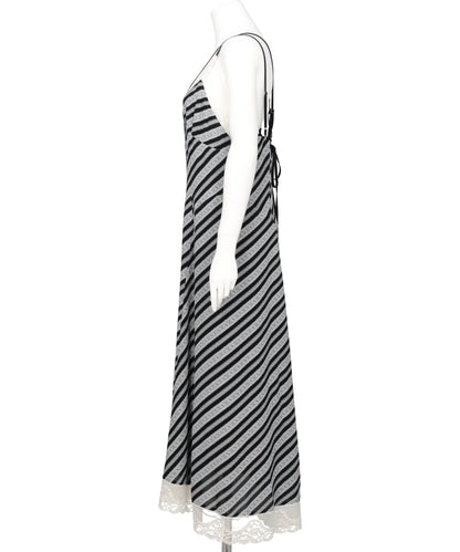 LACE JAQUARD STRIPE SLIP DRESS