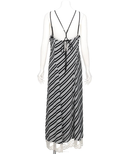 LACE JAQUARD STRIPE SLIP DRESS