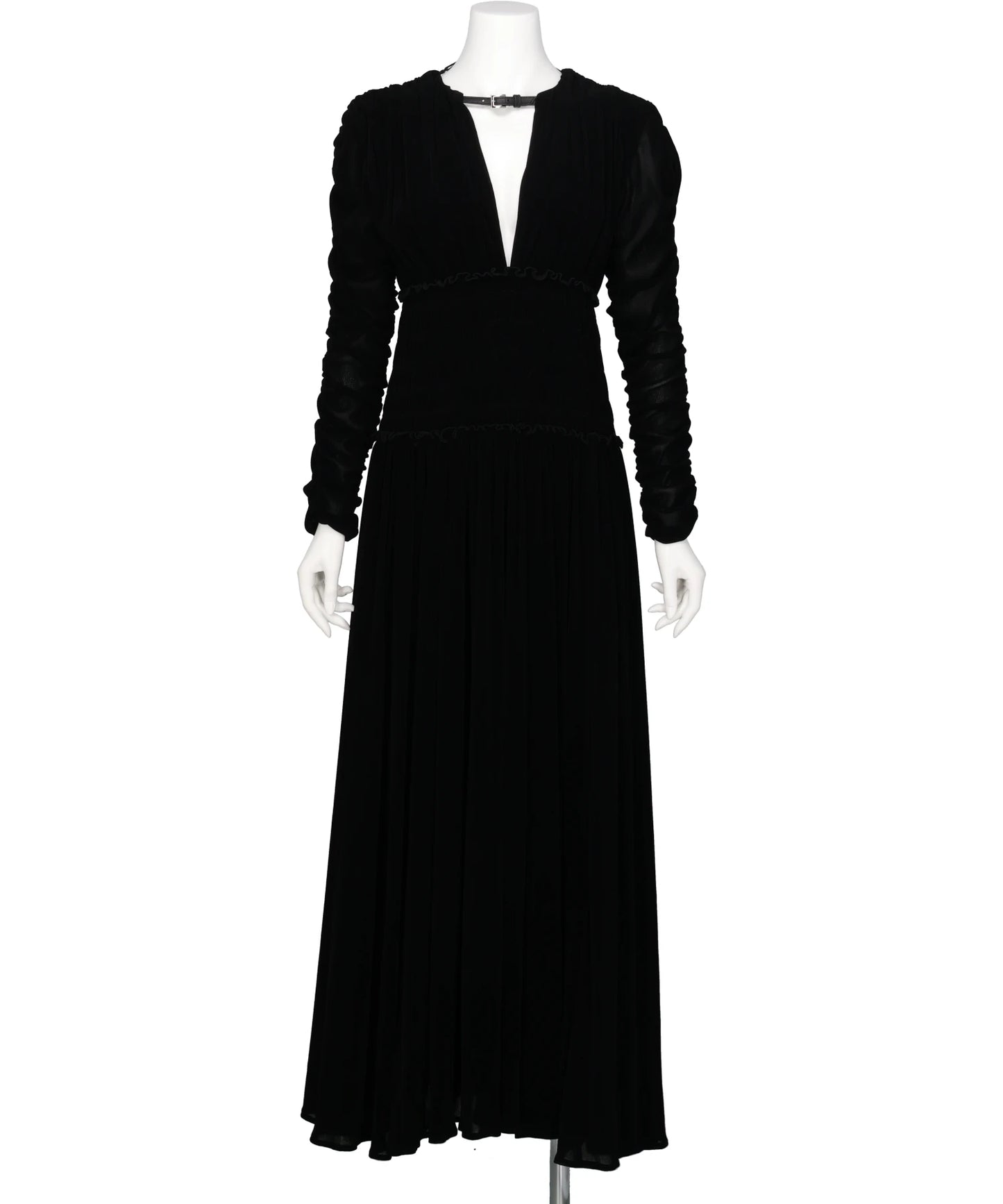 VELVET TULLE SHIRRING DRESS