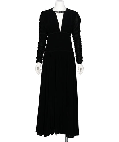 VELVET TULLE SHIRRING DRESS