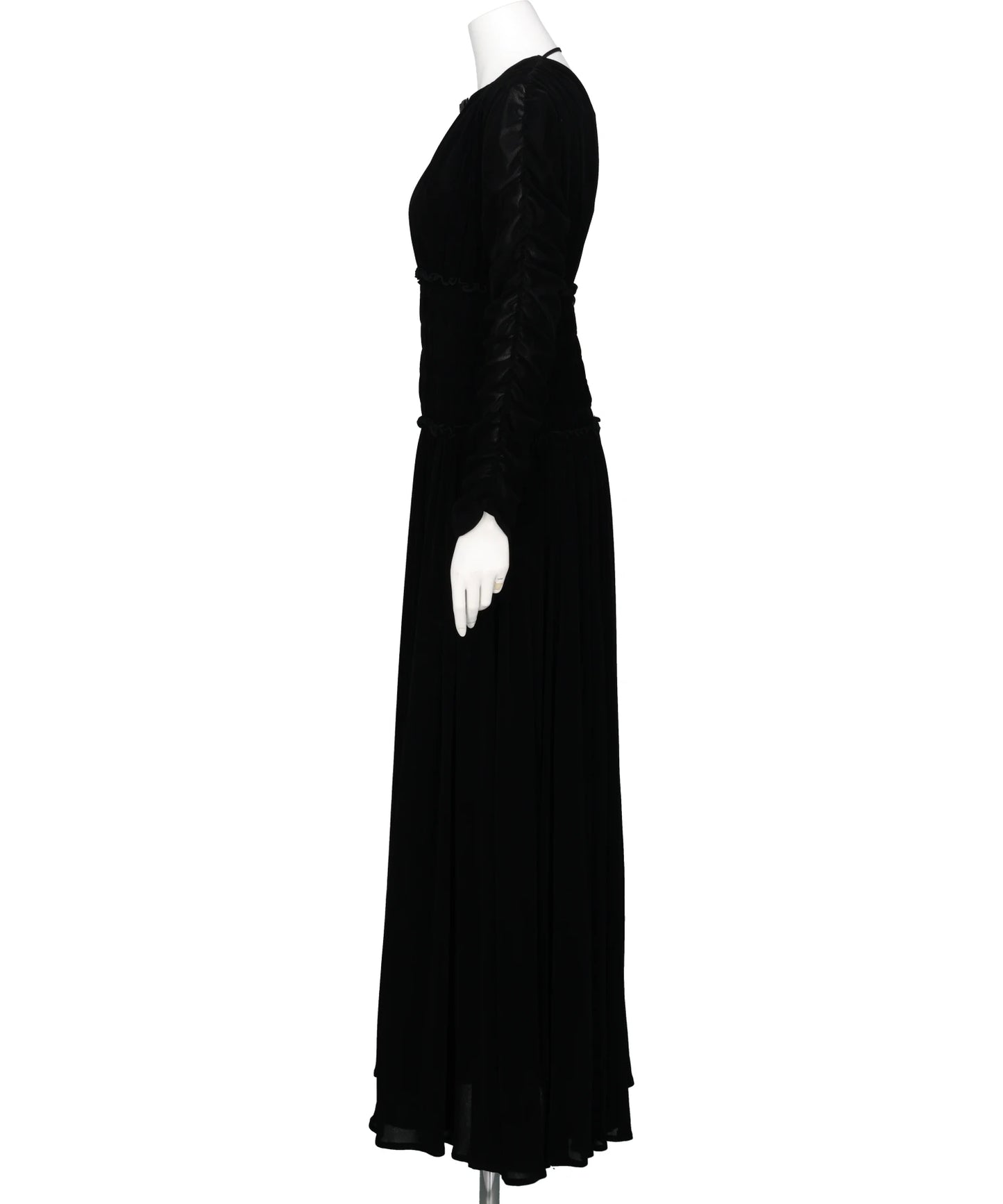 VELVET TULLE SHIRRING DRESS