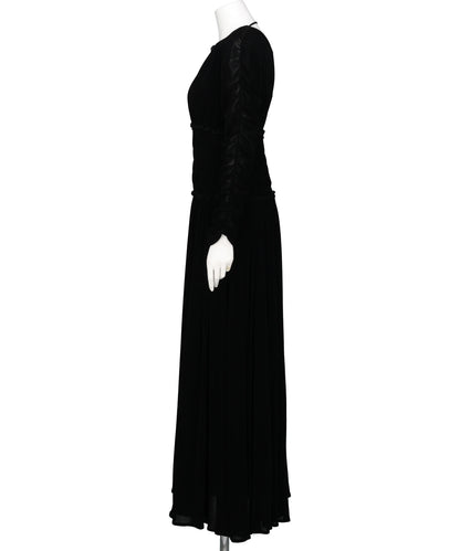 VELVET TULLE SHIRRING DRESS