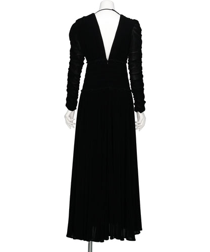 VELVET TULLE SHIRRING DRESS