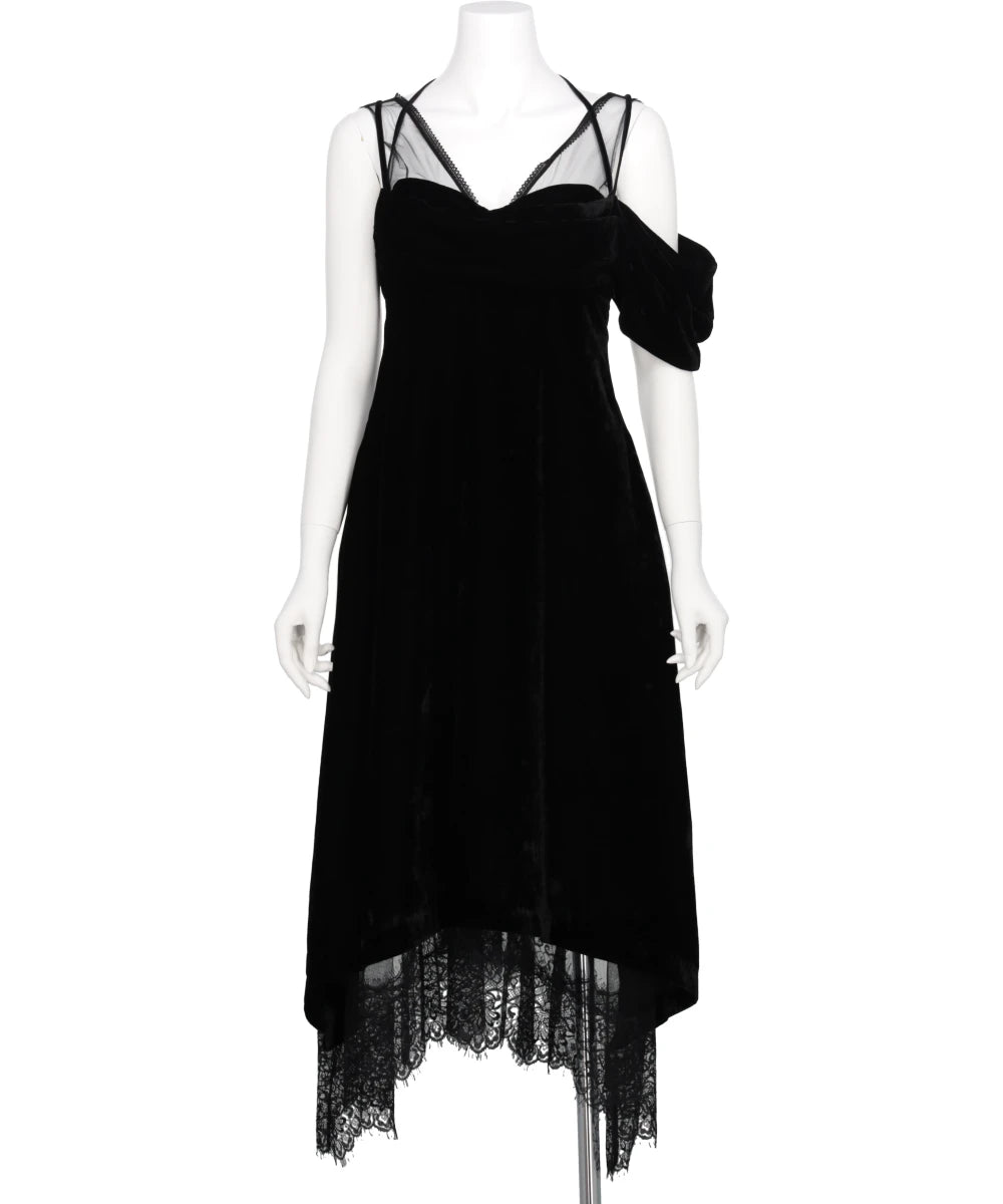 DROPPED SHOULDER VELOUR CAMI DRESS