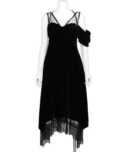 DROPPED SHOULDER VELOUR CAMI DRESS