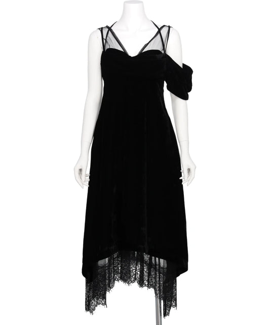 DROPPED SHOULDER VELOUR CAMI DRESS