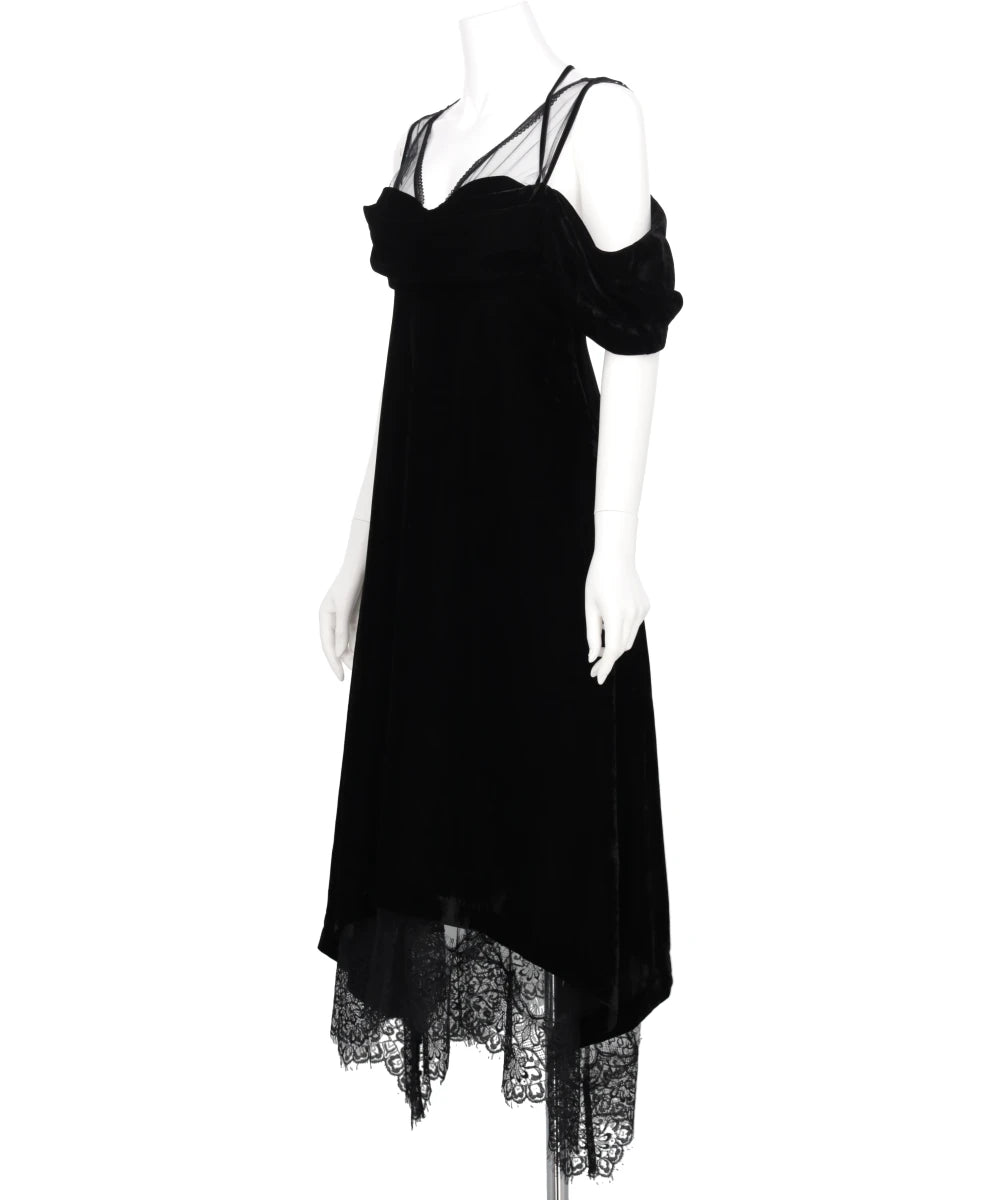 DROPPED SHOULDER VELOUR CAMI DRESS