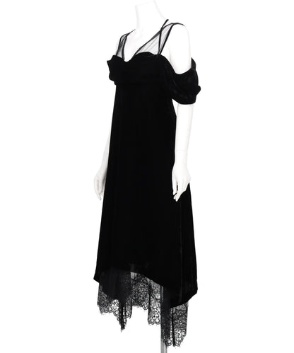 DROPPED SHOULDER VELOUR CAMI DRESS