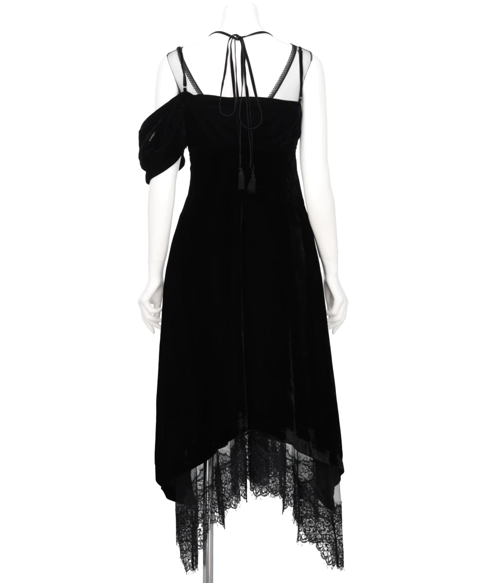 DROPPED SHOULDER VELOUR CAMI DRESS