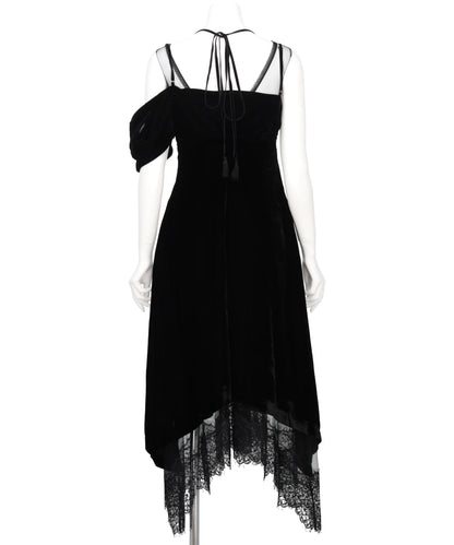 DROPPED SHOULDER VELOUR CAMI DRESS