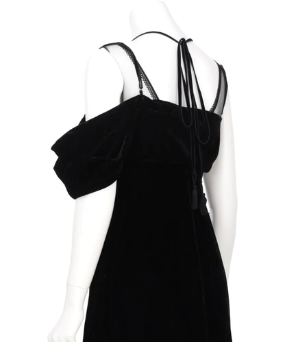 DROPPED SHOULDER VELOUR CAMI DRESS