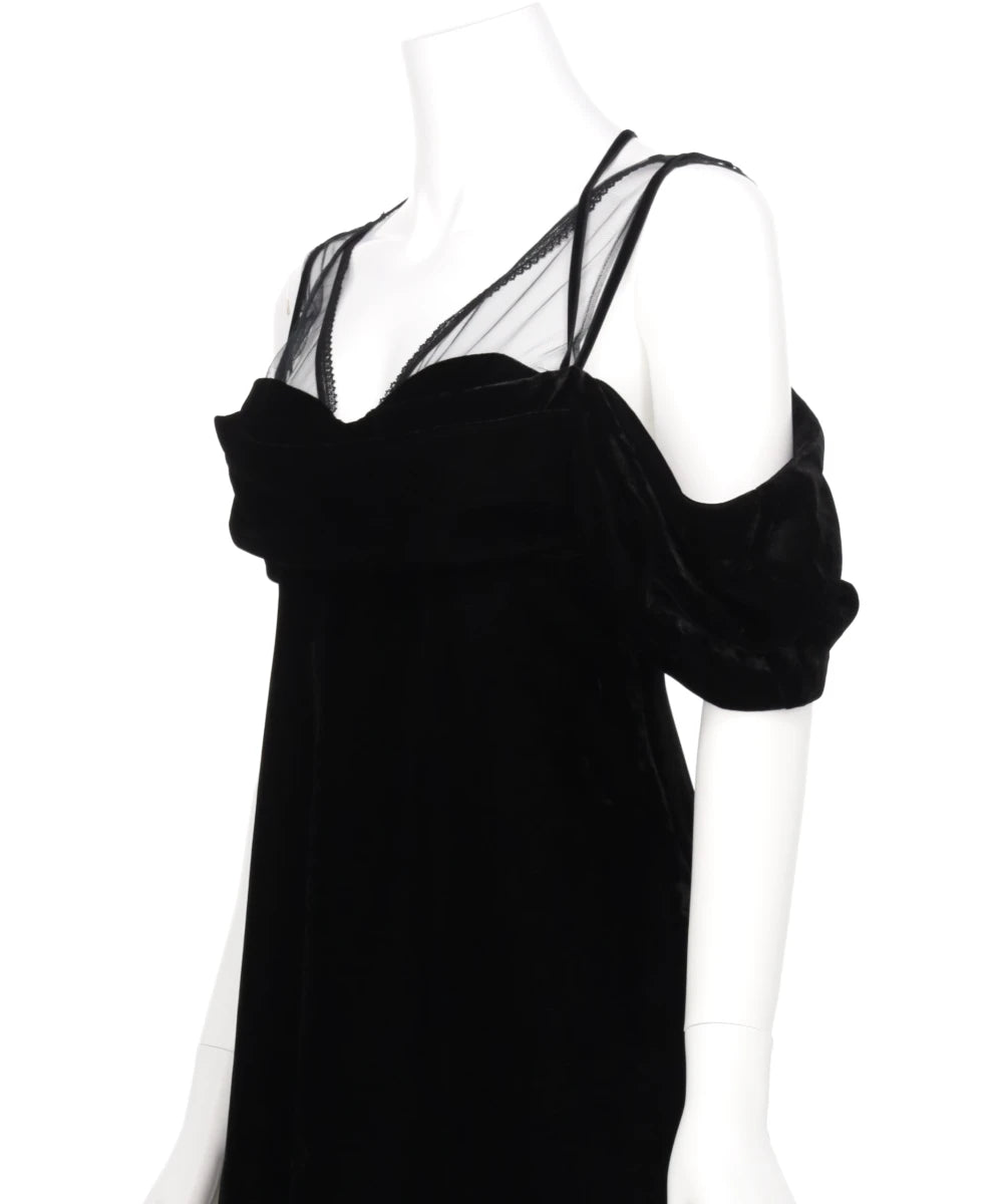 DROPPED SHOULDER VELOUR CAMI DRESS