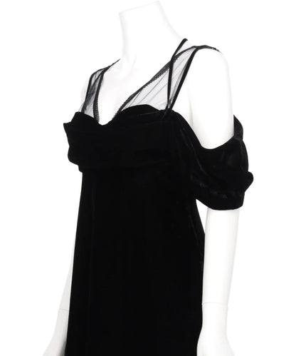 DROPPED SHOULDER VELOUR CAMI DRESS