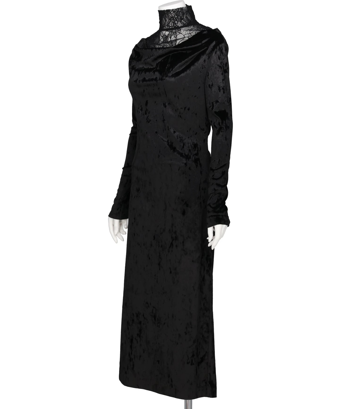 CRUSHED VELOUR GATHERED DRESS