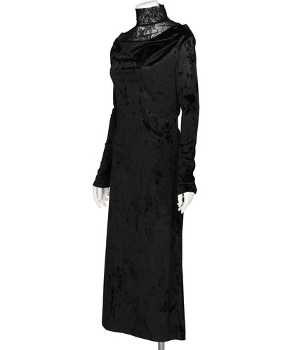 CRUSHED VELOUR GATHERED DRESS