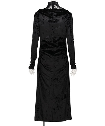 CRUSHED VELOUR GATHERED DRESS