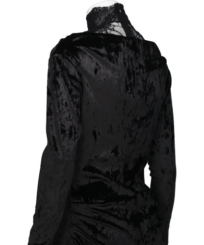 CRUSHED VELOUR GATHERED DRESS