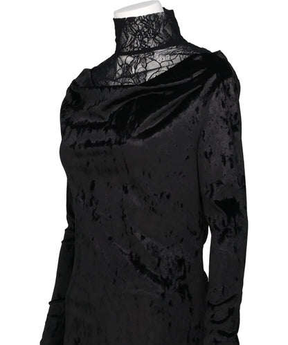 CRUSHED VELOUR GATHERED DRESS