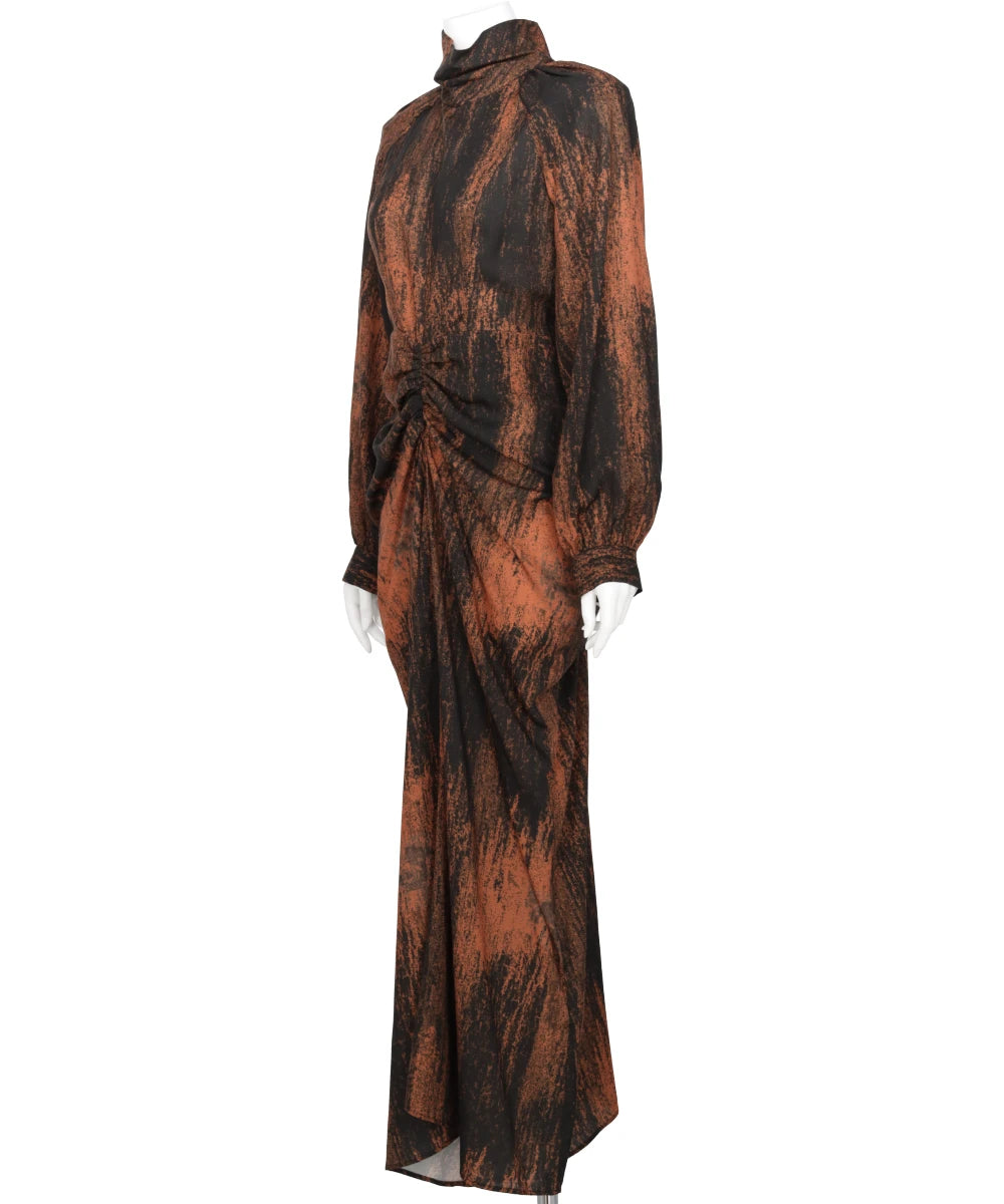 ALL OVER PRINT GATHERED DRESS