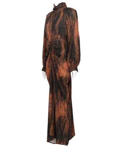 ALL OVER PRINT GATHERED DRESS