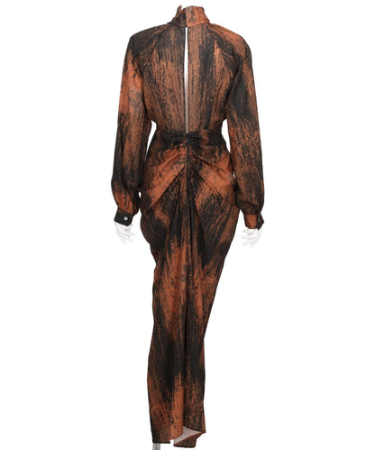 ALL OVER PRINT GATHERED DRESS