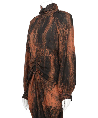 ALL OVER PRINT GATHERED DRESS