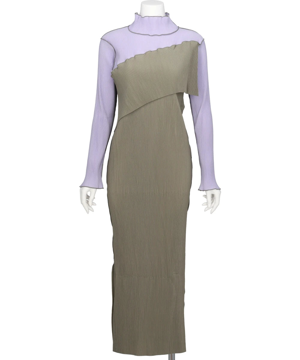 SPIRAL WAVE LONG SLEEVE DRESS *HIGH NECK TYPE