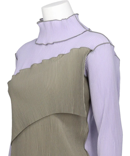 SPIRAL WAVE LONG SLEEVE DRESS *HIGH NECK TYPE