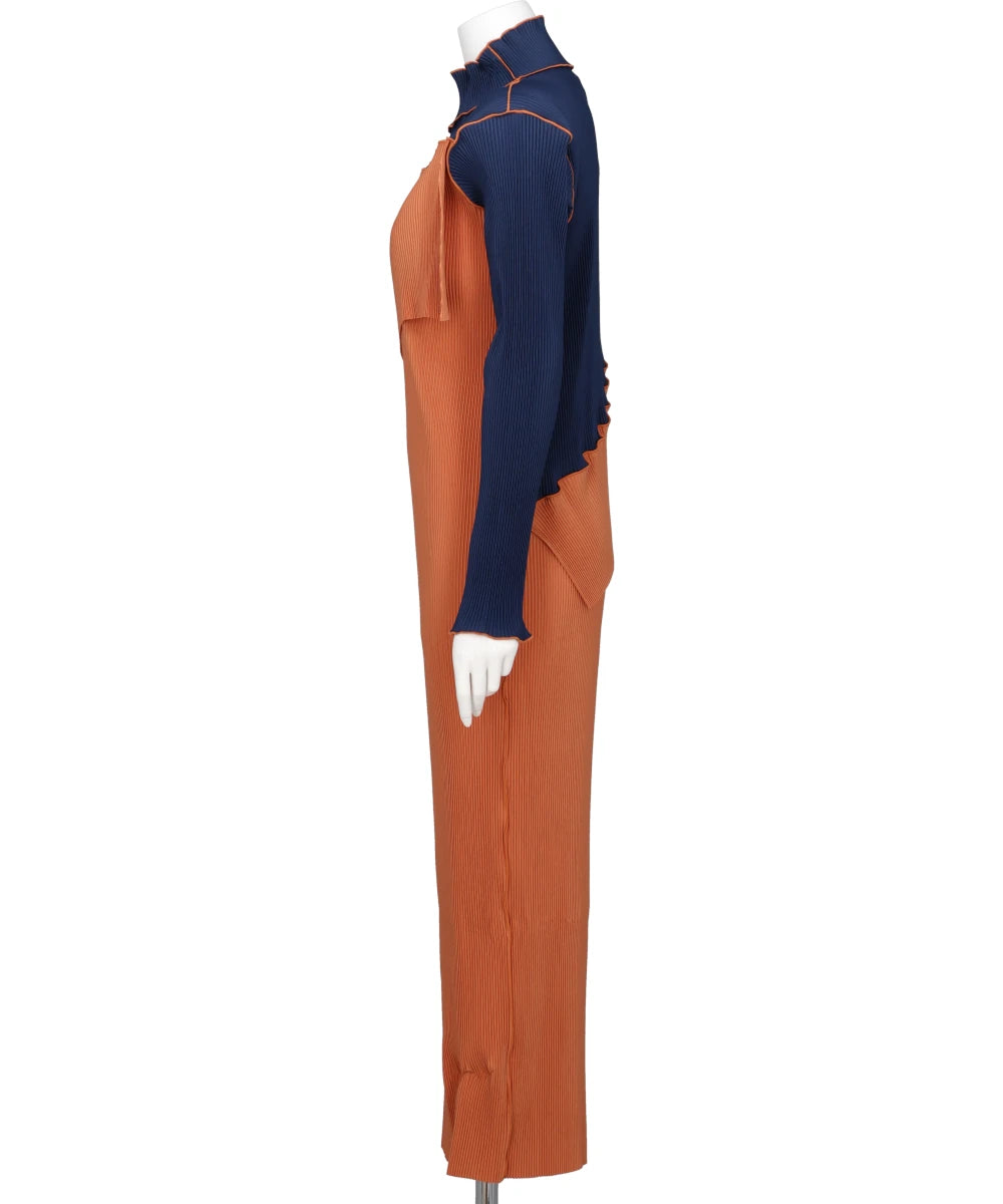 SPIRAL WAVE LONG SLEEVE DRESS *HIGH NECK TYPE