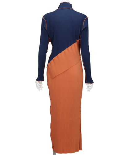 SPIRAL WAVE LONG SLEEVE DRESS *HIGH NECK TYPE