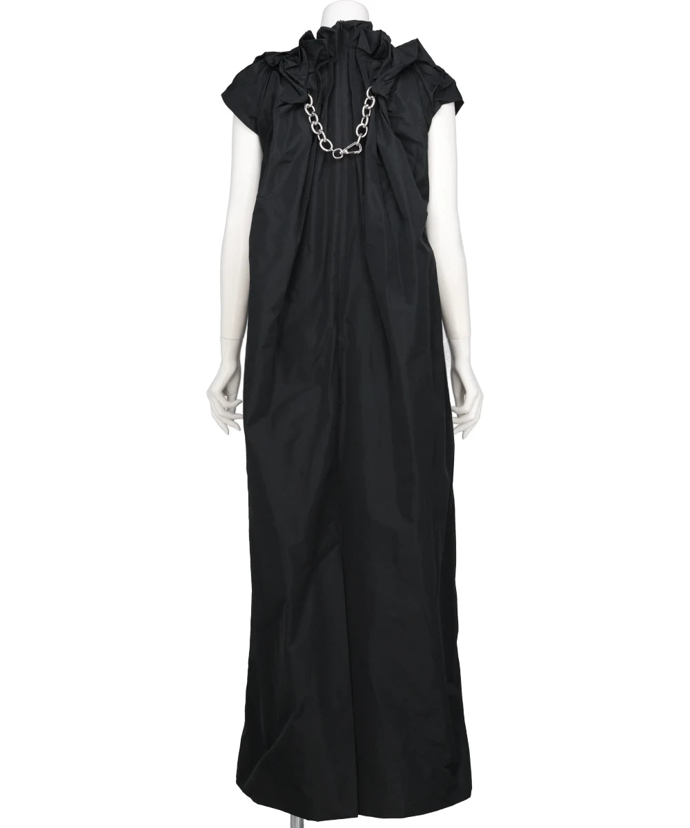 FITTED BACK RUCHED DETAIL CHAIN DRESS