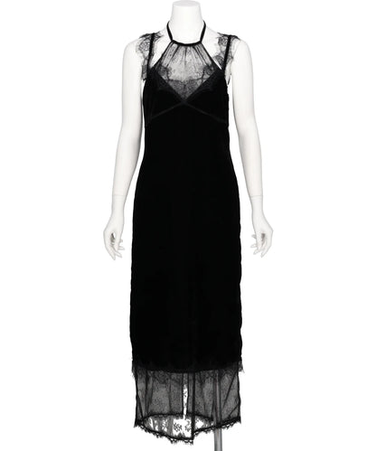 FLOWER LACE VELOUR CAMISOLE DRESS