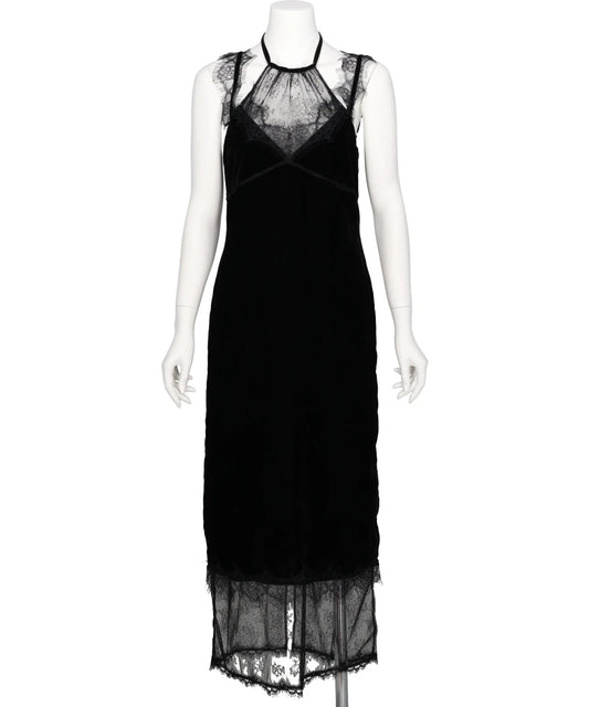 FLOWER LACE VELOUR CAMISOLE DRESS