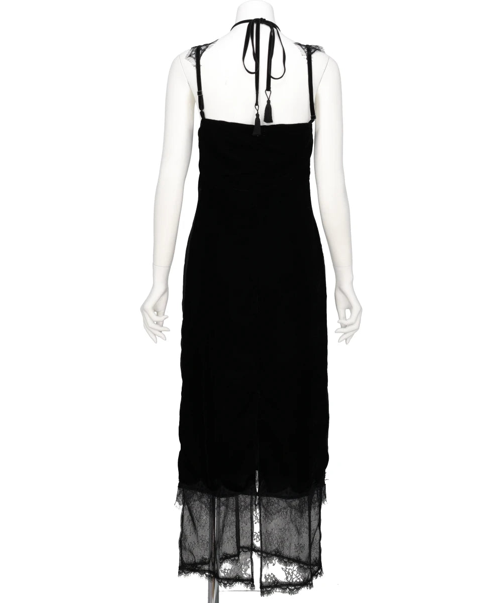 FLOWER LACE VELOUR CAMISOLE DRESS