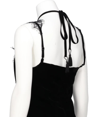 FLOWER LACE VELOUR CAMISOLE DRESS