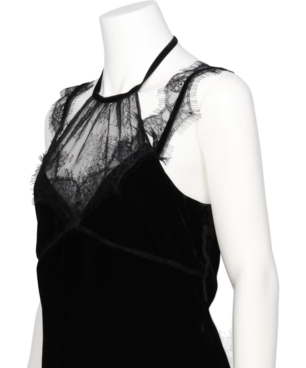 FLOWER LACE VELOUR CAMISOLE DRESS