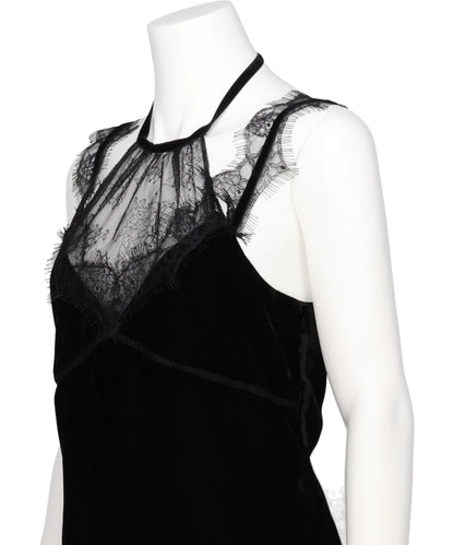 FLOWER LACE VELOUR CAMISOLE DRESS