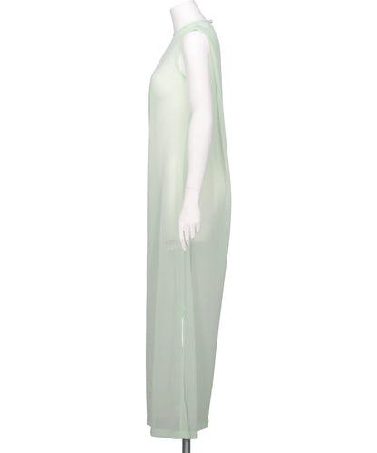 DRAPED JERSEY SHEER DRESS