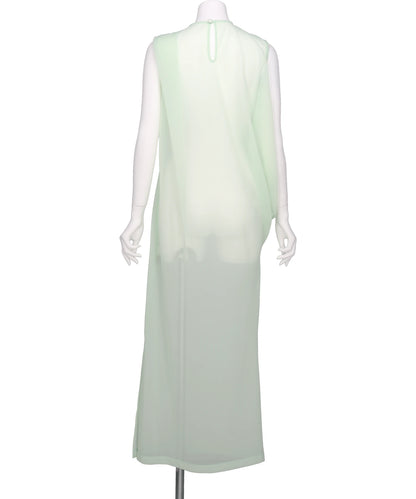DRAPED JERSEY SHEER DRESS
