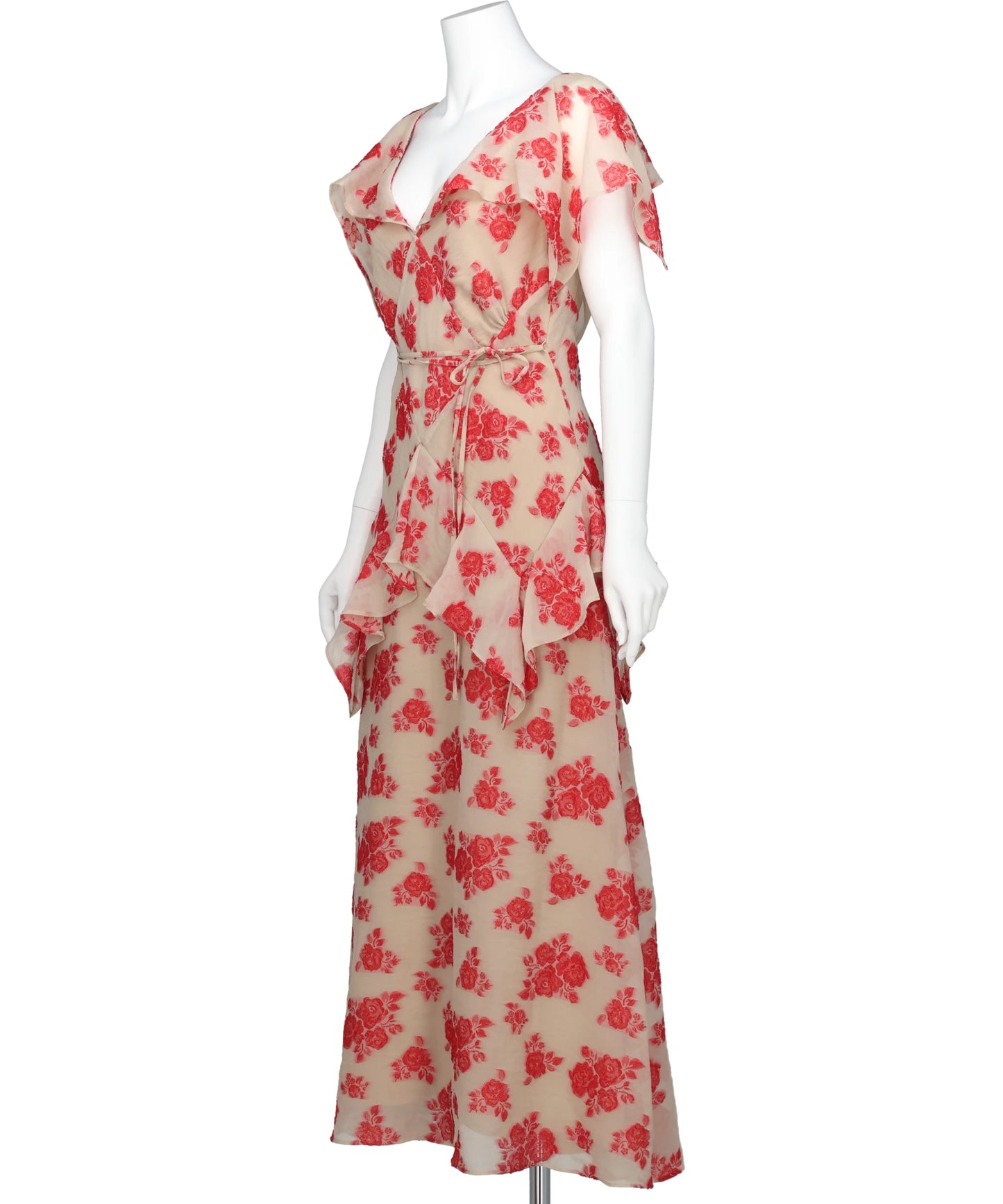 SHEER FLORAL JACQUARD DRESS