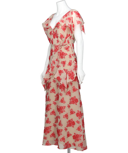 SHEER FLORAL JACQUARD DRESS