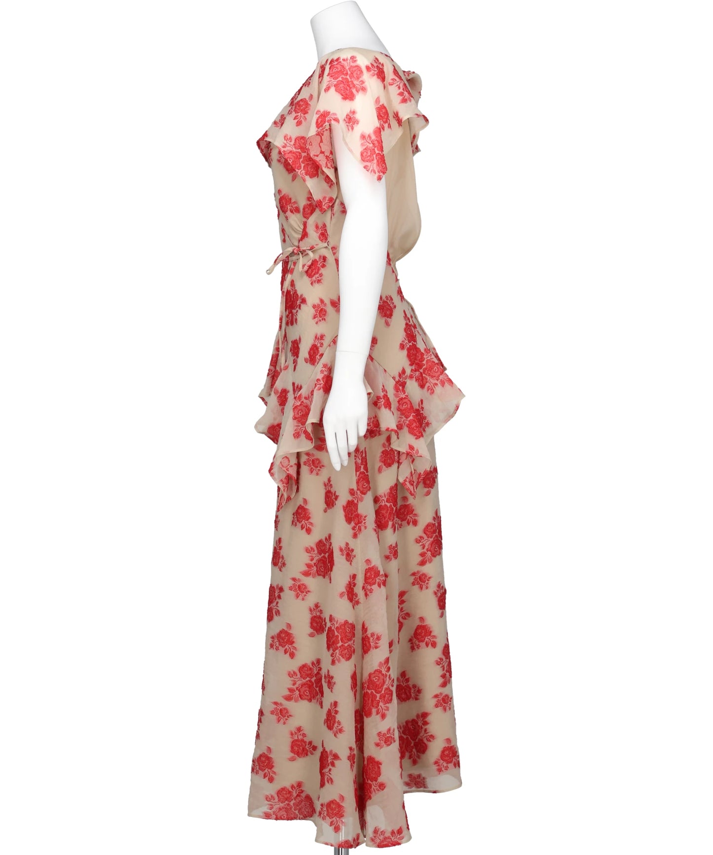 SHEER FLORAL JACQUARD DRESS