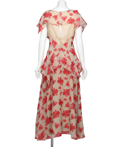 SHEER FLORAL JACQUARD DRESS