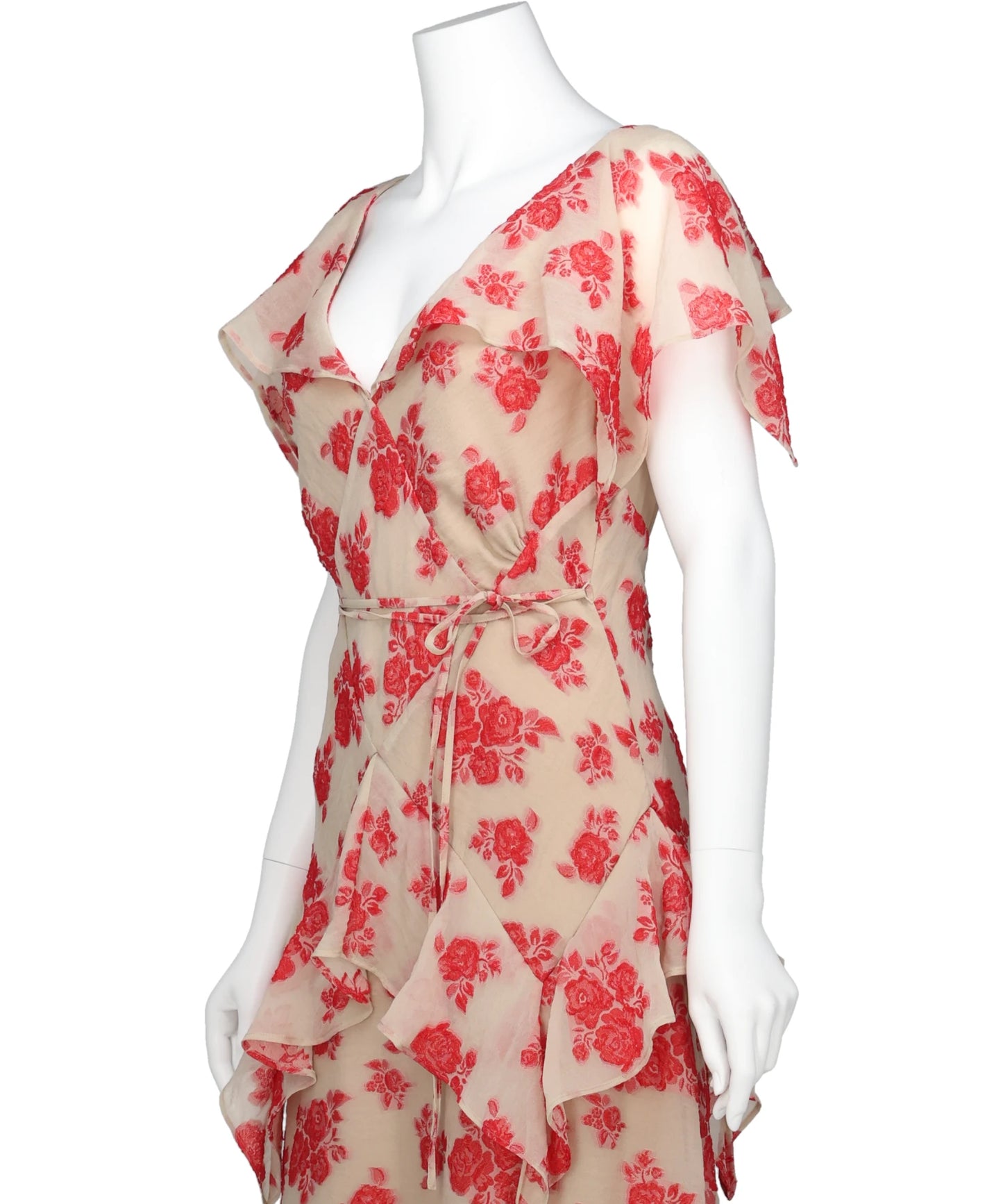 SHEER FLORAL JACQUARD DRESS