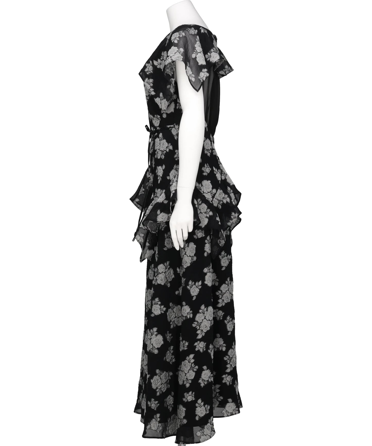 SHEER FLORAL JACQUARD DRESS