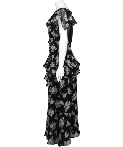 SHEER FLORAL JACQUARD DRESS