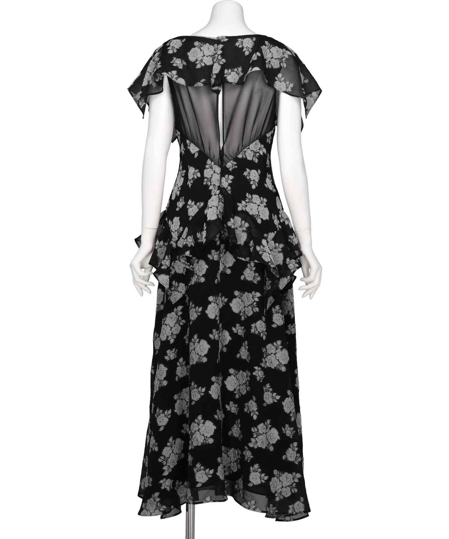 SHEER FLORAL JACQUARD DRESS